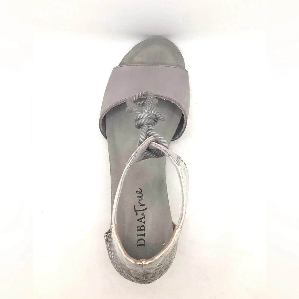 Diba True Womens Nite Lite Leather Snake Print Taupe Ankle Strap Wedge Sandal